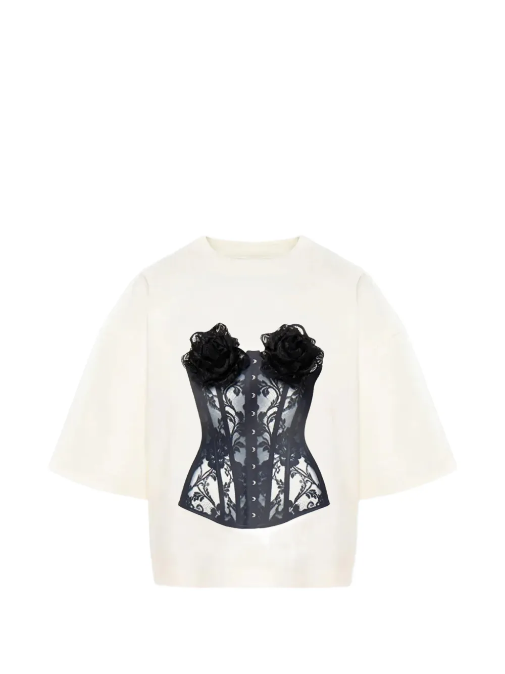 HAMZA Belle V2 rose lace T-shirt - Bianco