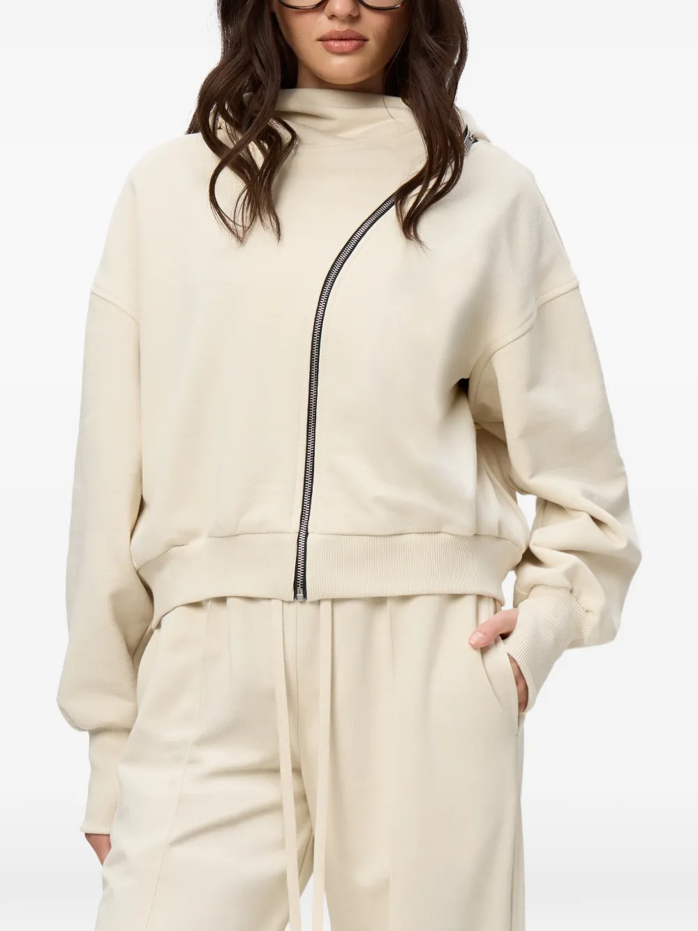 HAMZA Hera zip-up hoodie - Neutrals