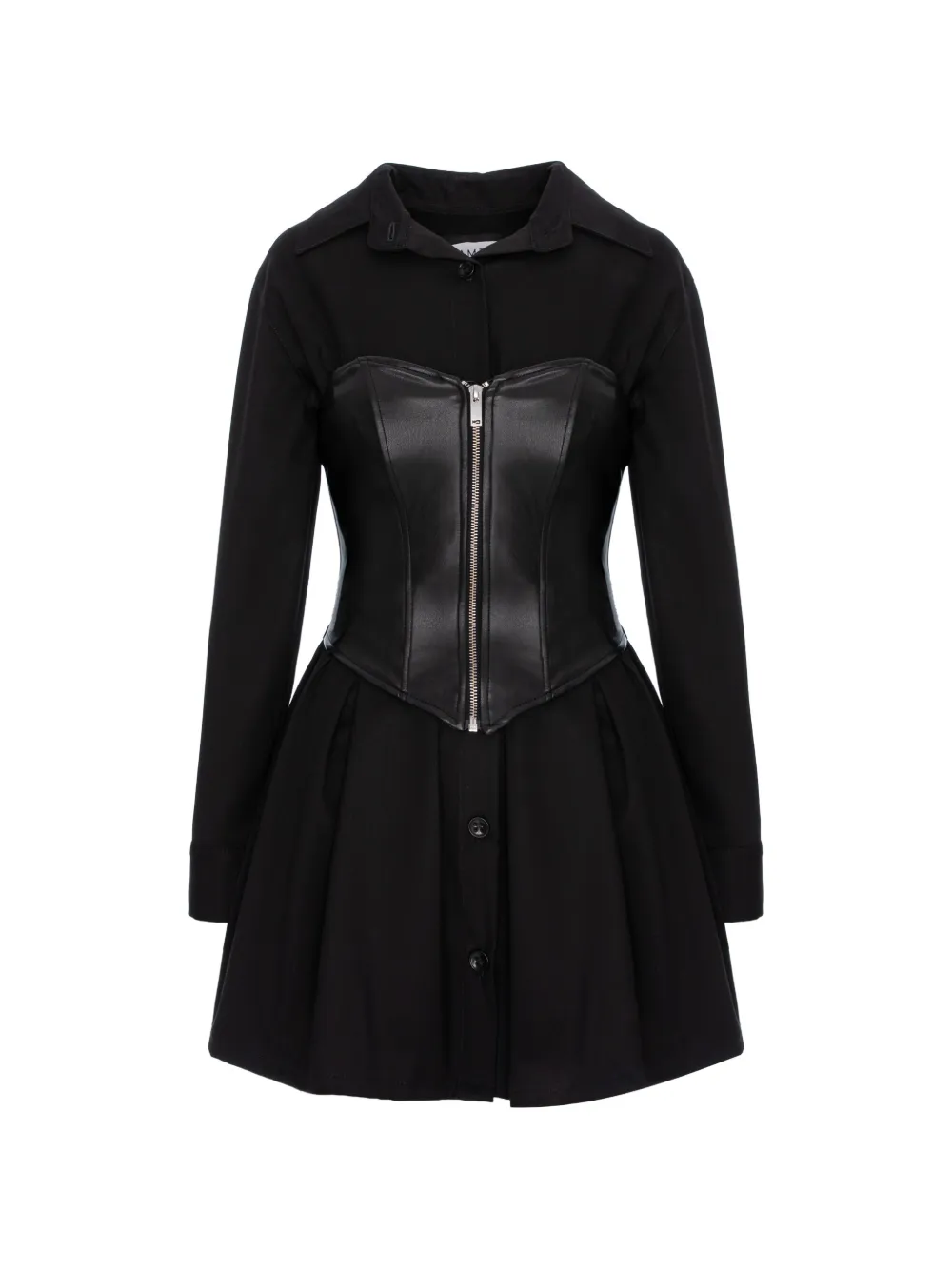 HAMZA Maris zip-up leather corset dress - Nero