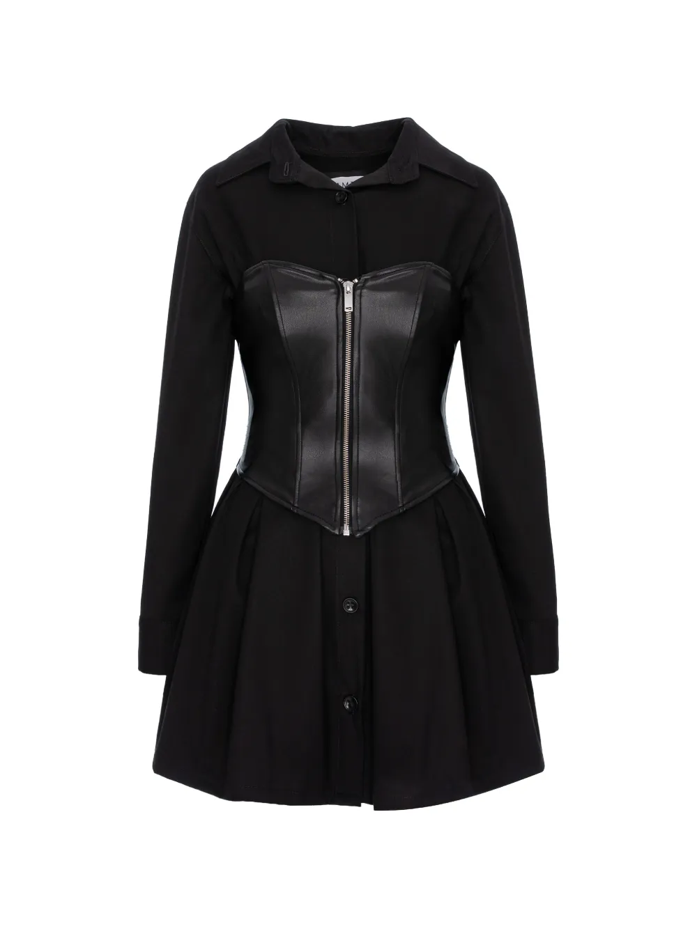 HAMZA Maris zip-up leather corset dress - Nero