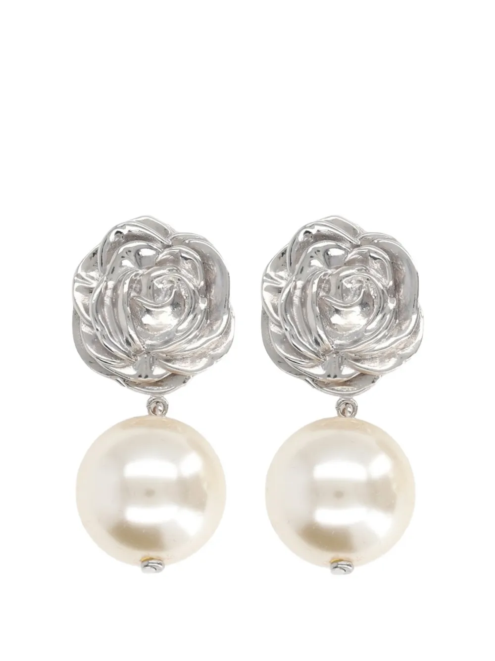 Magda Butrym rose-motif faux-pearl earrings - Argento