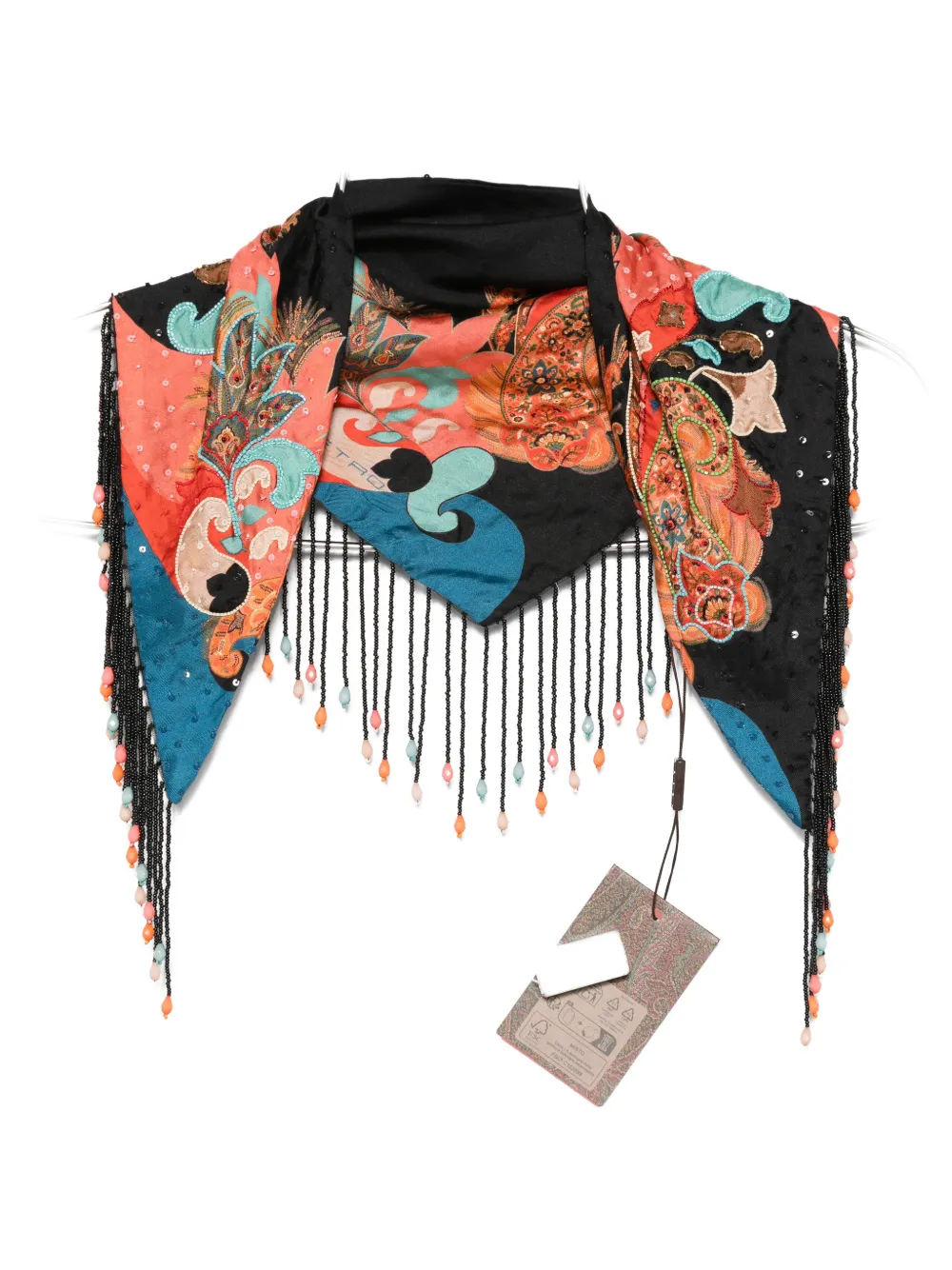 ETRO paisley-pattern beaded scarf - Nero