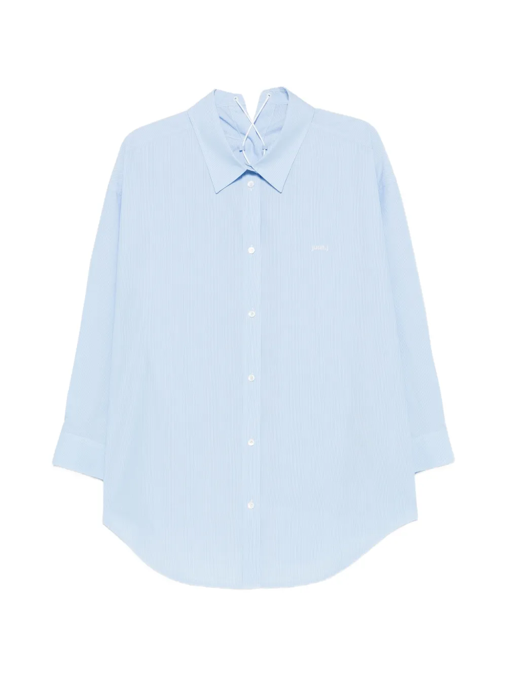 Juun.J lace-up pinstripe shirt - Blue