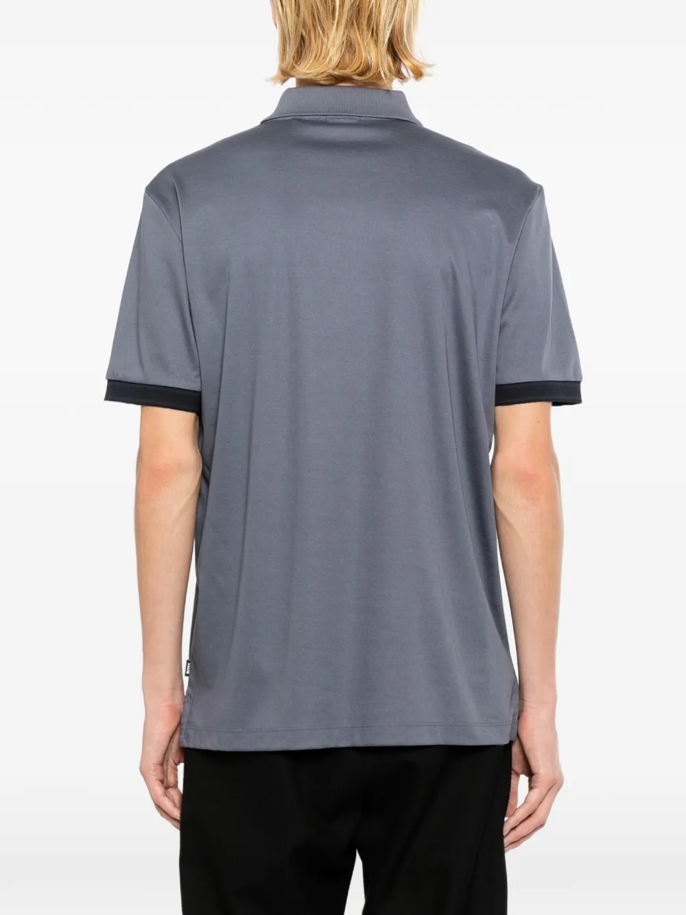 BOSS Gemerceriseerd katoenen poloshirt met gestreepte afwerking Blauw