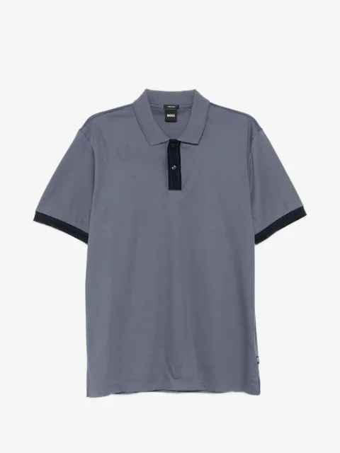BOSS polo à bords rayés en coton mercerisé