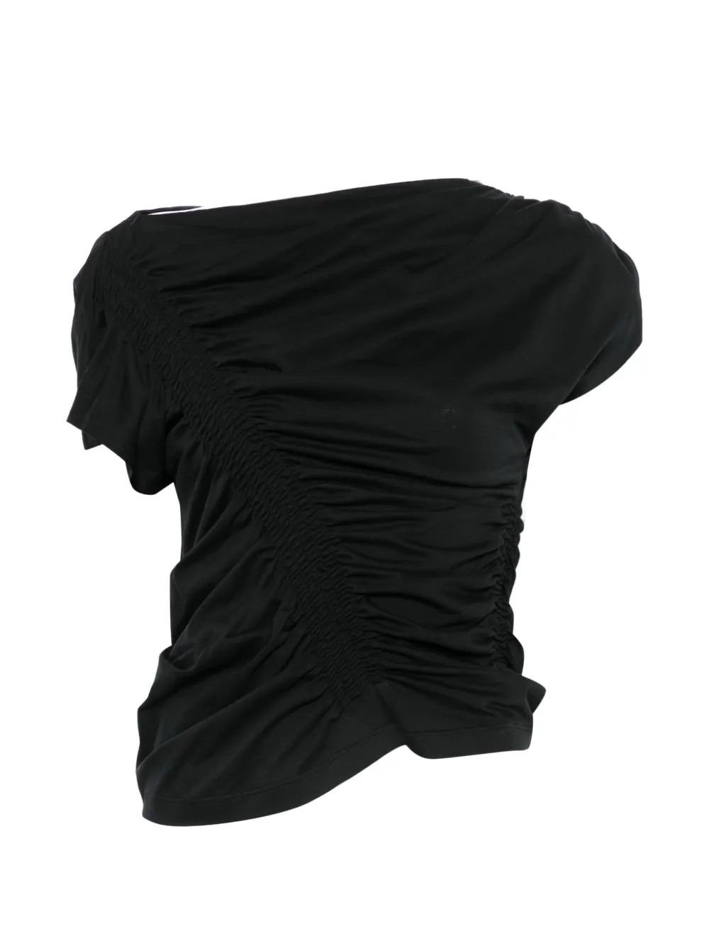 Juun.J ruched boat-neck top - Schwarz