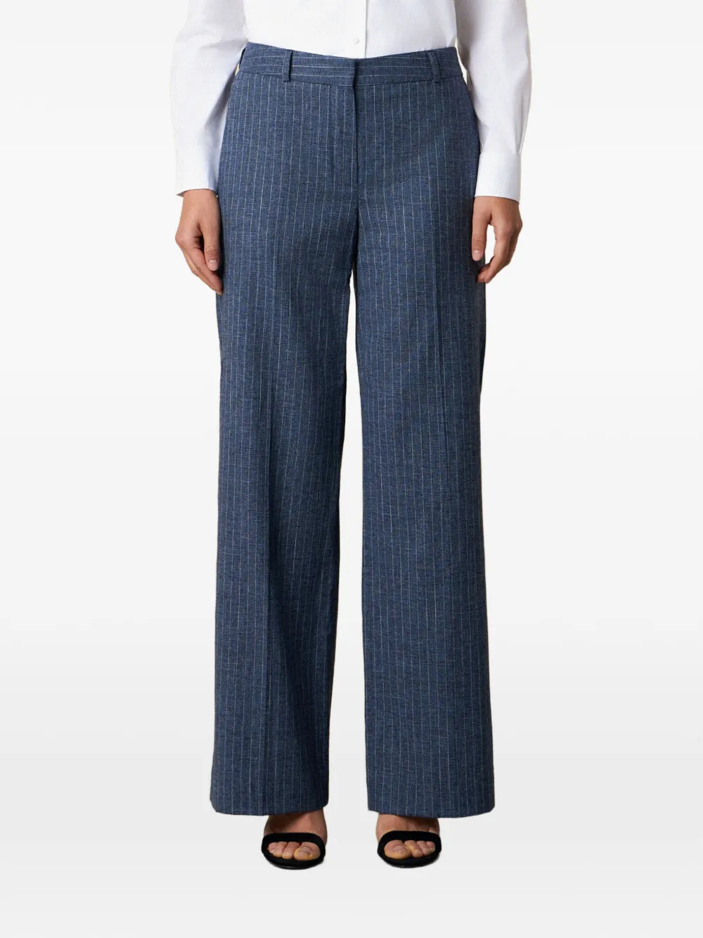 Brooks Brothers wide-leg pinstripe trousers - Blau