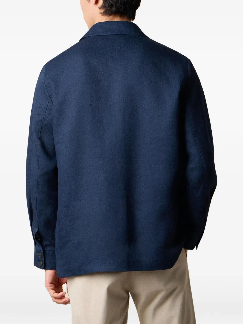 Brooks Brothers Linnen shirtjack met knopen Blauw