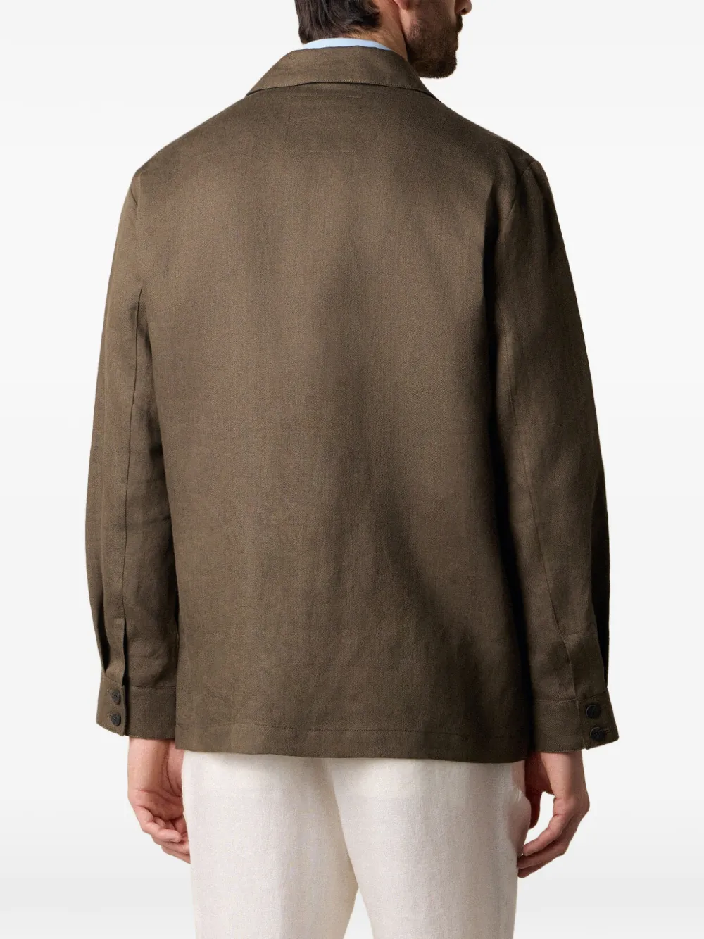 Brooks Brothers Linnen shirtjack met knopen Bruin