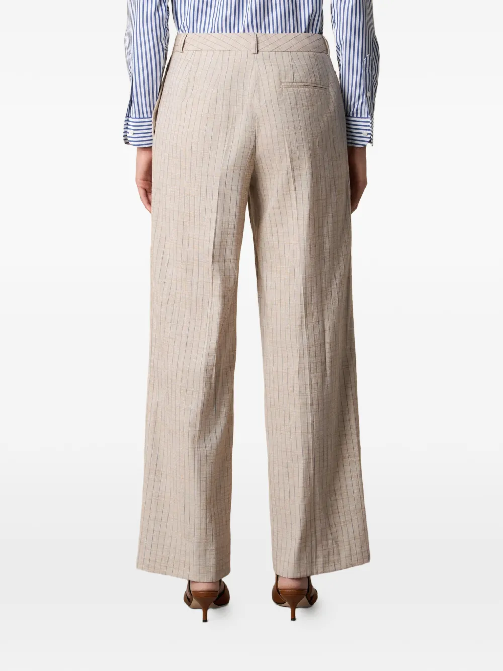 Brooks Brothers Broek met wijde pijpen en krijtstreep Beige