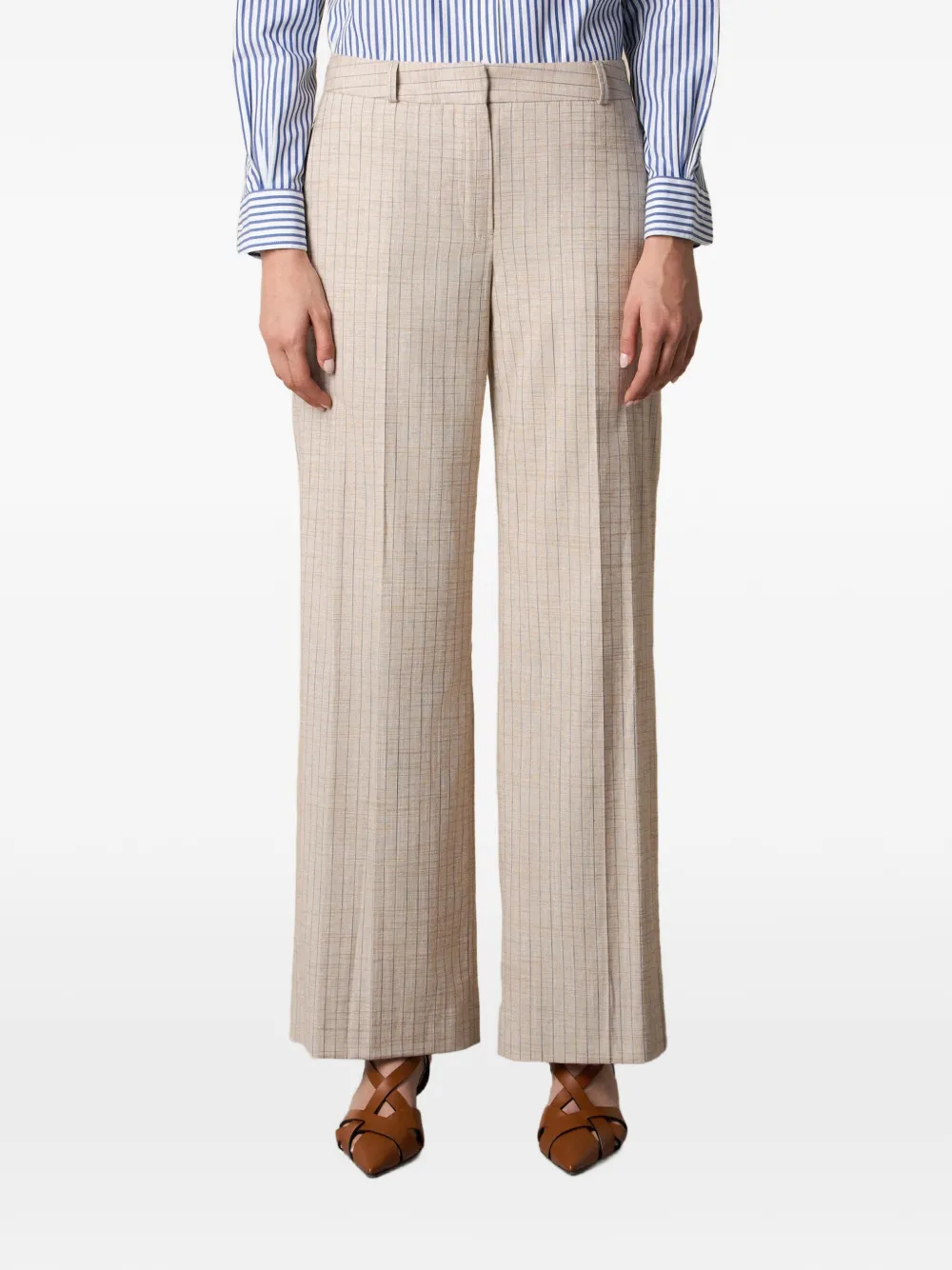 Brooks Brothers wide-leg pinstripe trousers - Nude