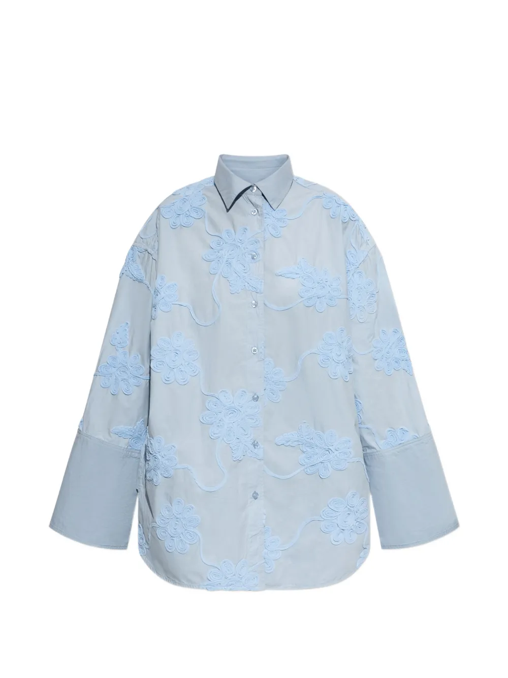 ROTATE BIRGER CHRISTENSEN floral-motif oversized shirt - Blau