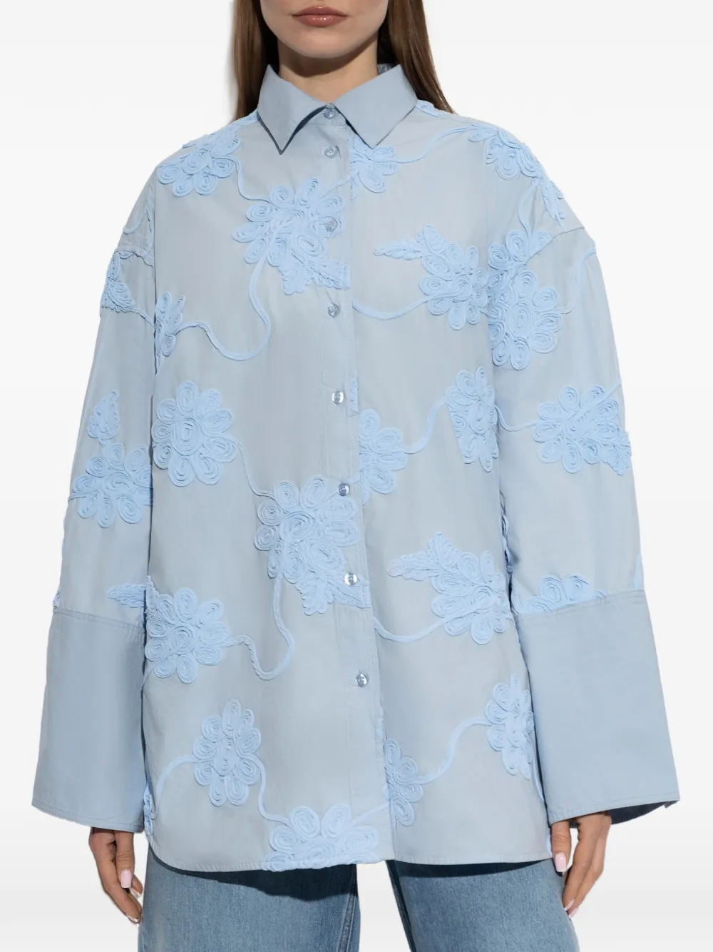 ROTATE BIRGER CHRISTENSEN Oversized blouse met bloemen-patroon Blauw