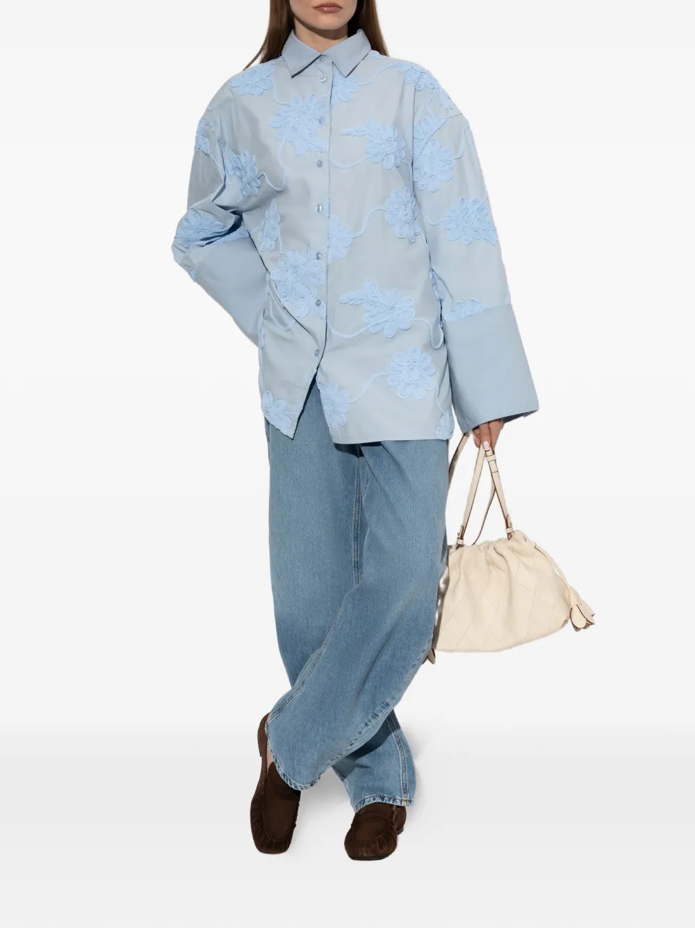 ROTATE BIRGER CHRISTENSEN Oversized blouse met bloemen-patroon Blauw
