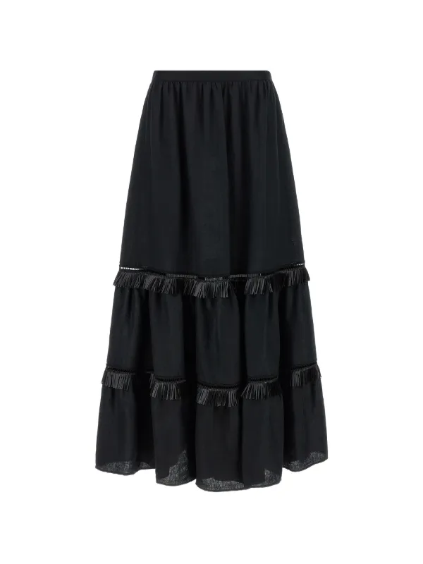 Kiton Fringed Skirt in Black