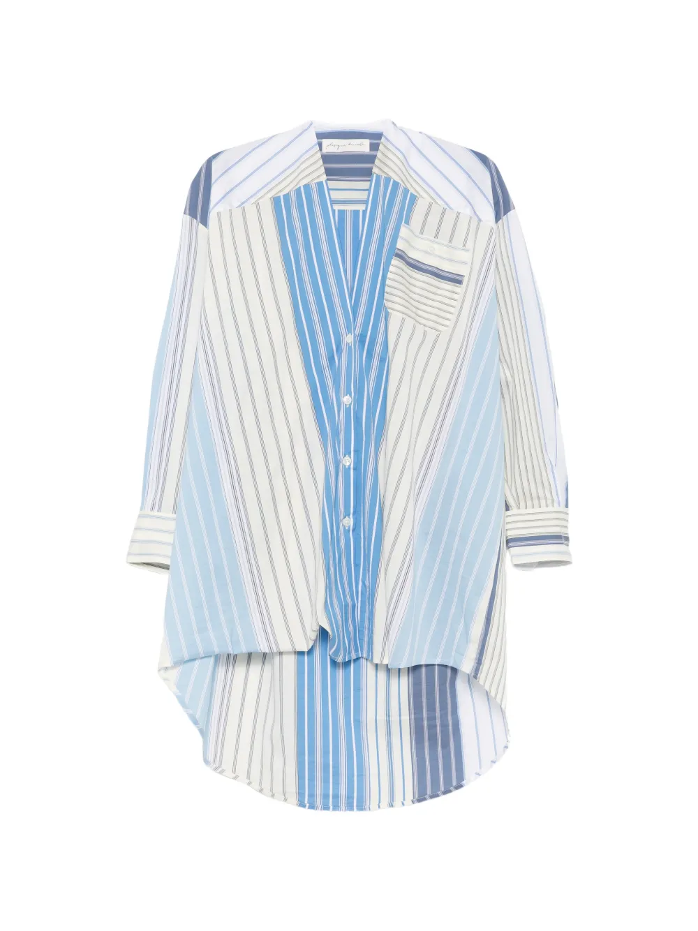 Phisique Du Role patchwork striped shirt - Blau
