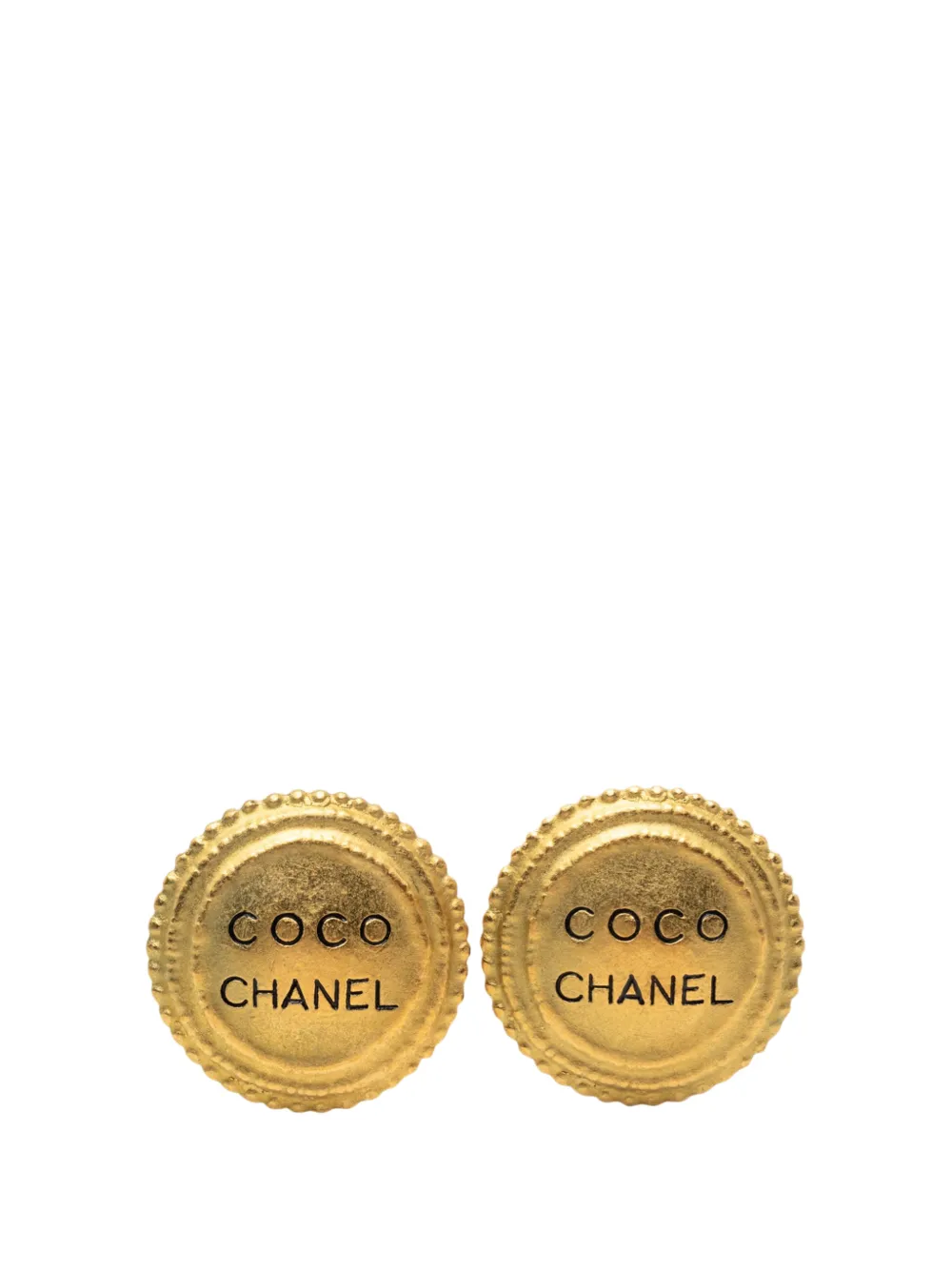 CHANEL Pre-Owned 1994 Gold Plated Logo Button Clip On Earrings costume earrings
