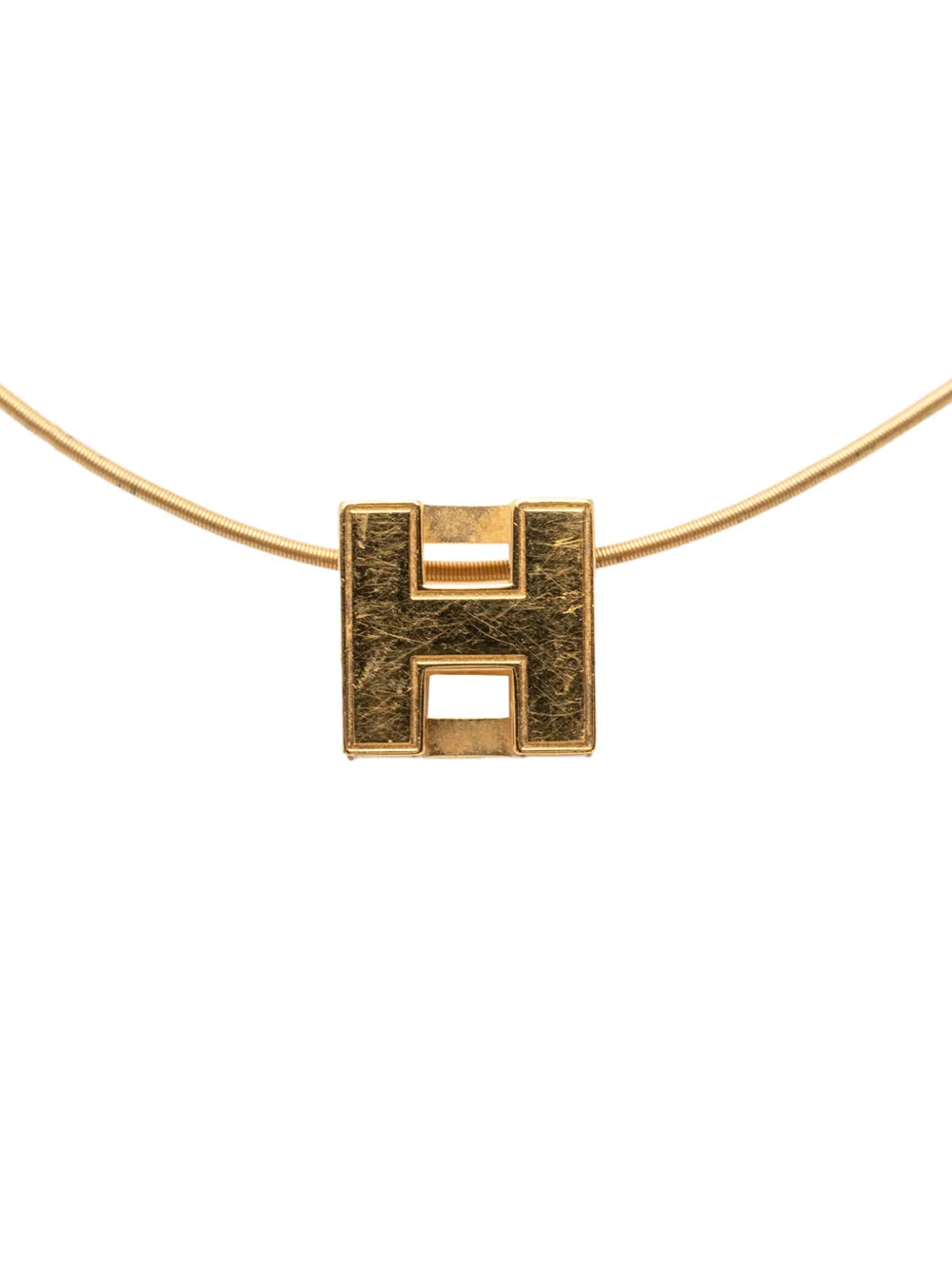 Hermès Pre-Owned 2000-2020 Gold Plated Enamel Cage D H Pendant Necklace costume necklace - Oro