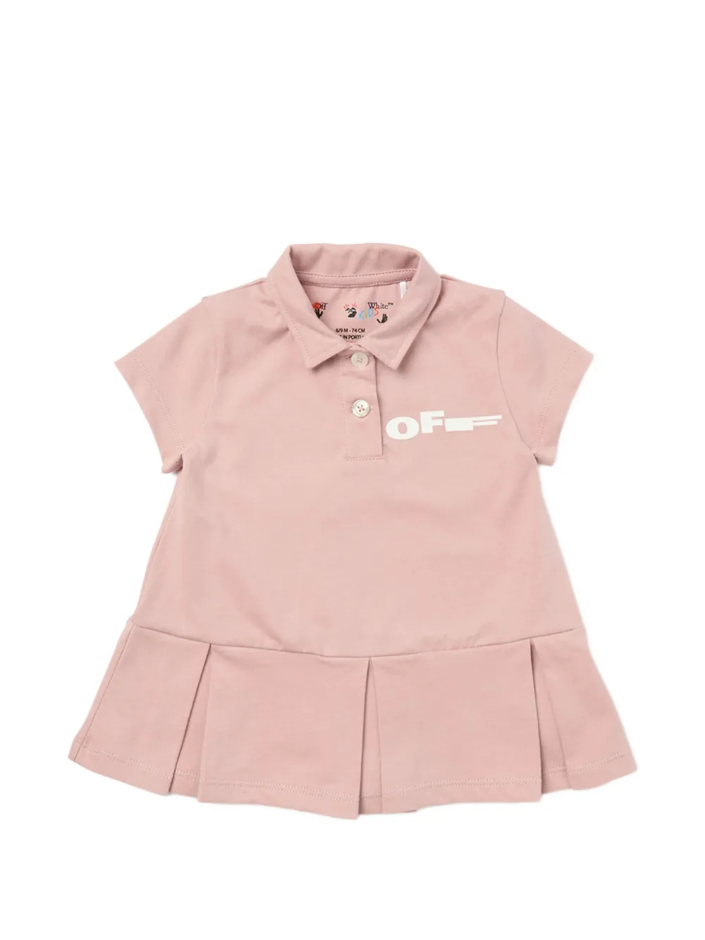Off-White Kids logo-print pleated dress - Rosa