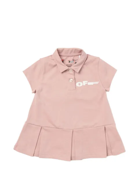 Off-White Kids logo-print pleated dress