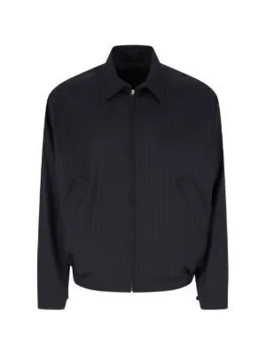 Giorgio Armani zip-up Crinkled Bomber Jacket | Blue | FARFETCH JO