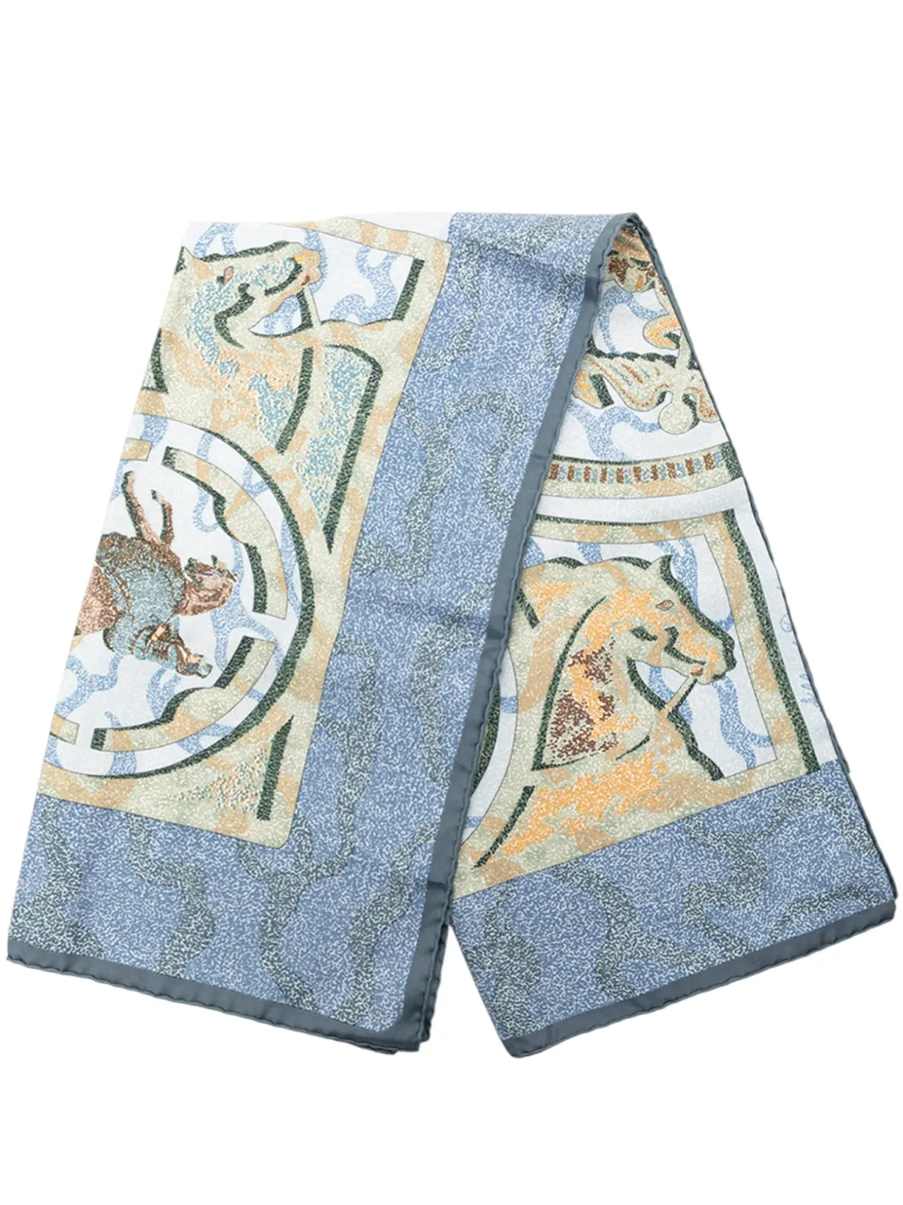 Hermès Pre-Owned 20th Century Alfred De Dreux Peintre du Cheval Silk Scarf scarves - Blau