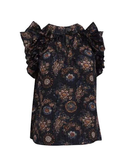 Ulla Johnson ruffle floral-print sleeveless blouse