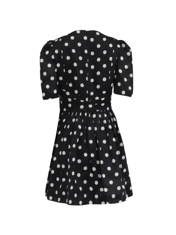 zimmermann polka dot linen dress Zimmermann Primrose Puff Sleeve Midi Dress Brown/Pink Polka Dot Linen Size 0