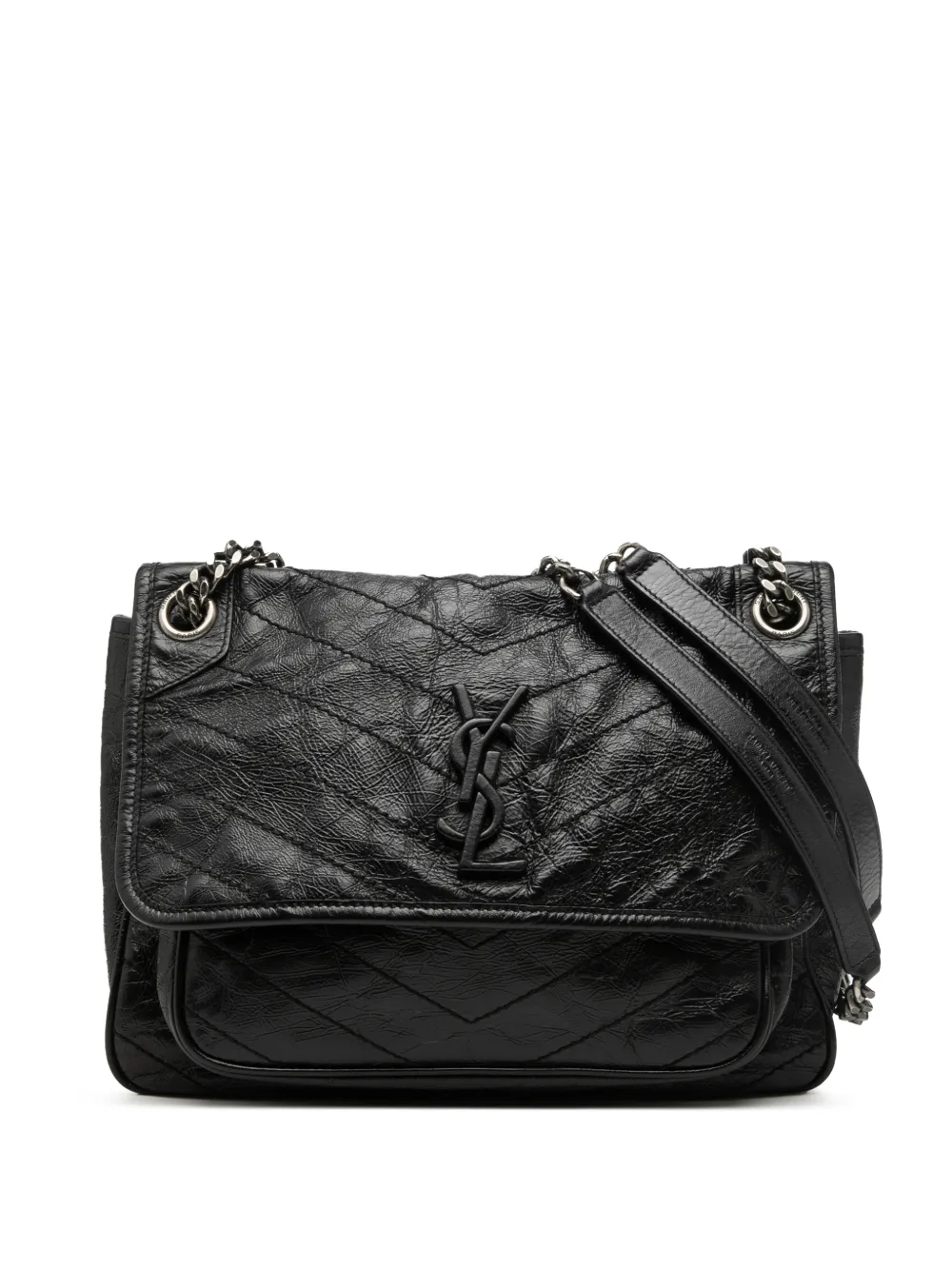 Saint Laurent Pre-Owned 2019 Medium Crinkled Calfskin Niki shoulder bag - Nero