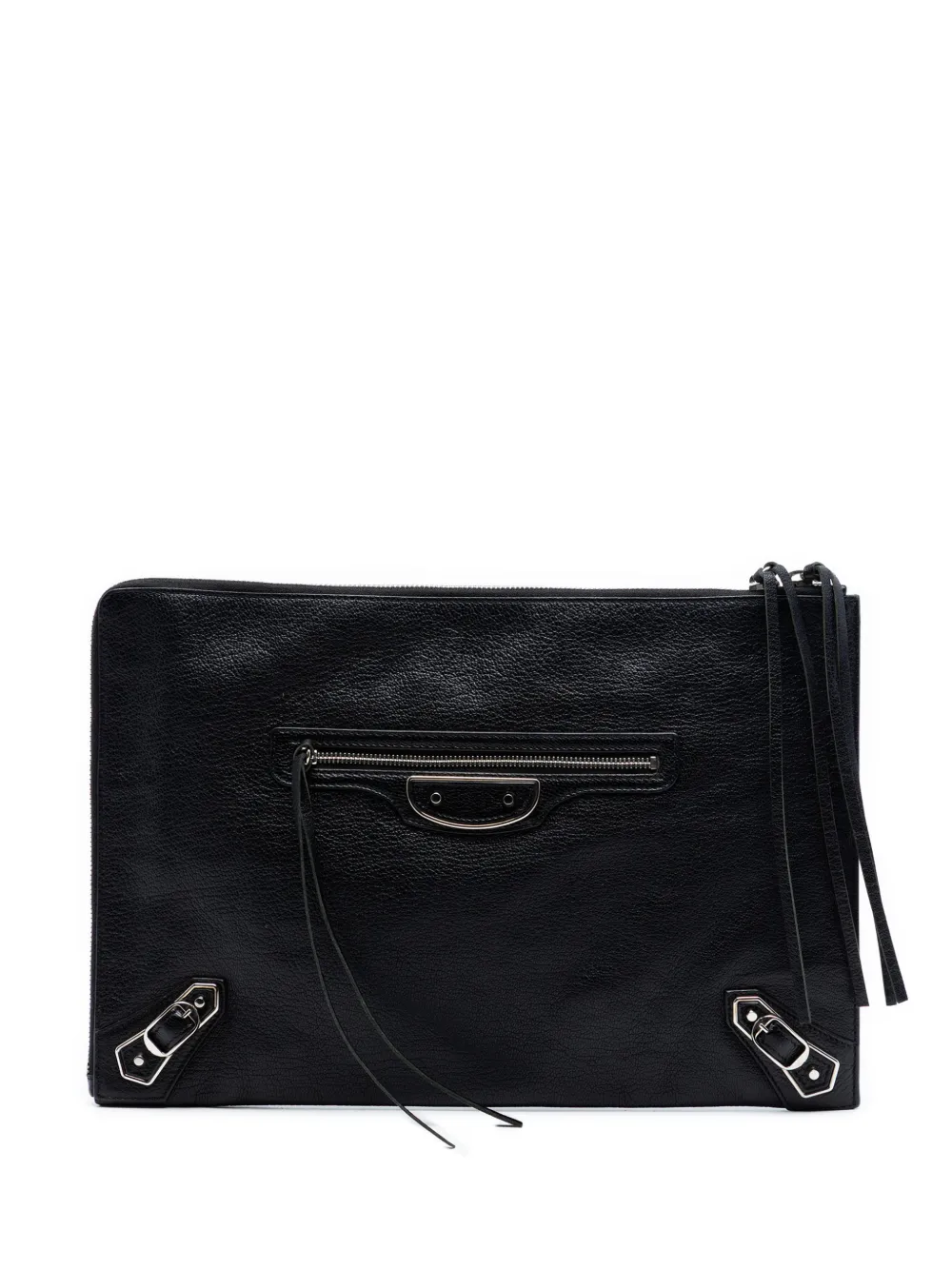 Balenciaga Pre-Owned 2016 Goatskin Motocross Classic Metallic Edge clutch bag - Black