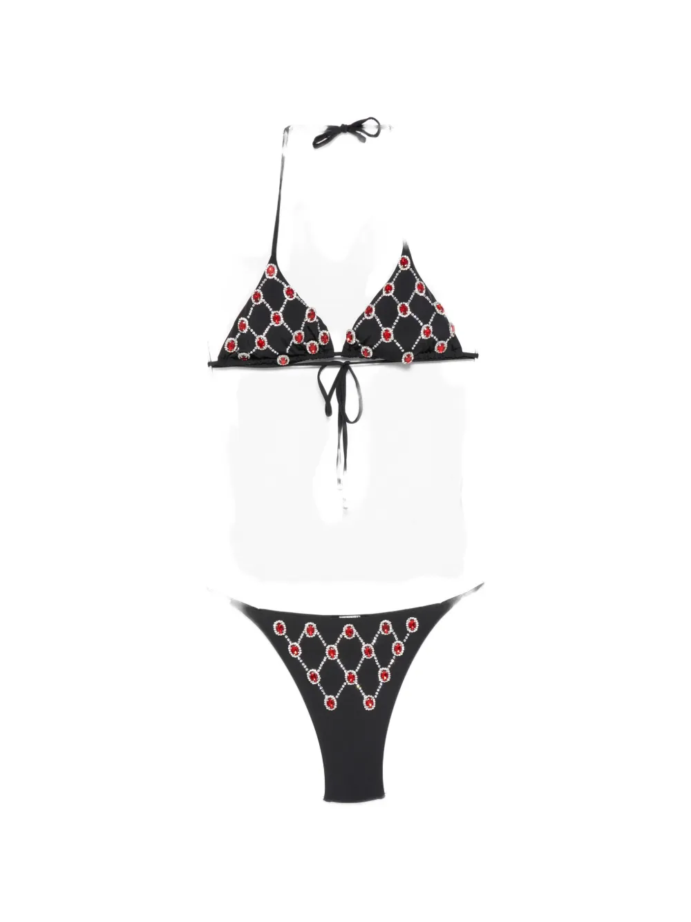 VENUJA crystal-embellished lattice bikini - Nero