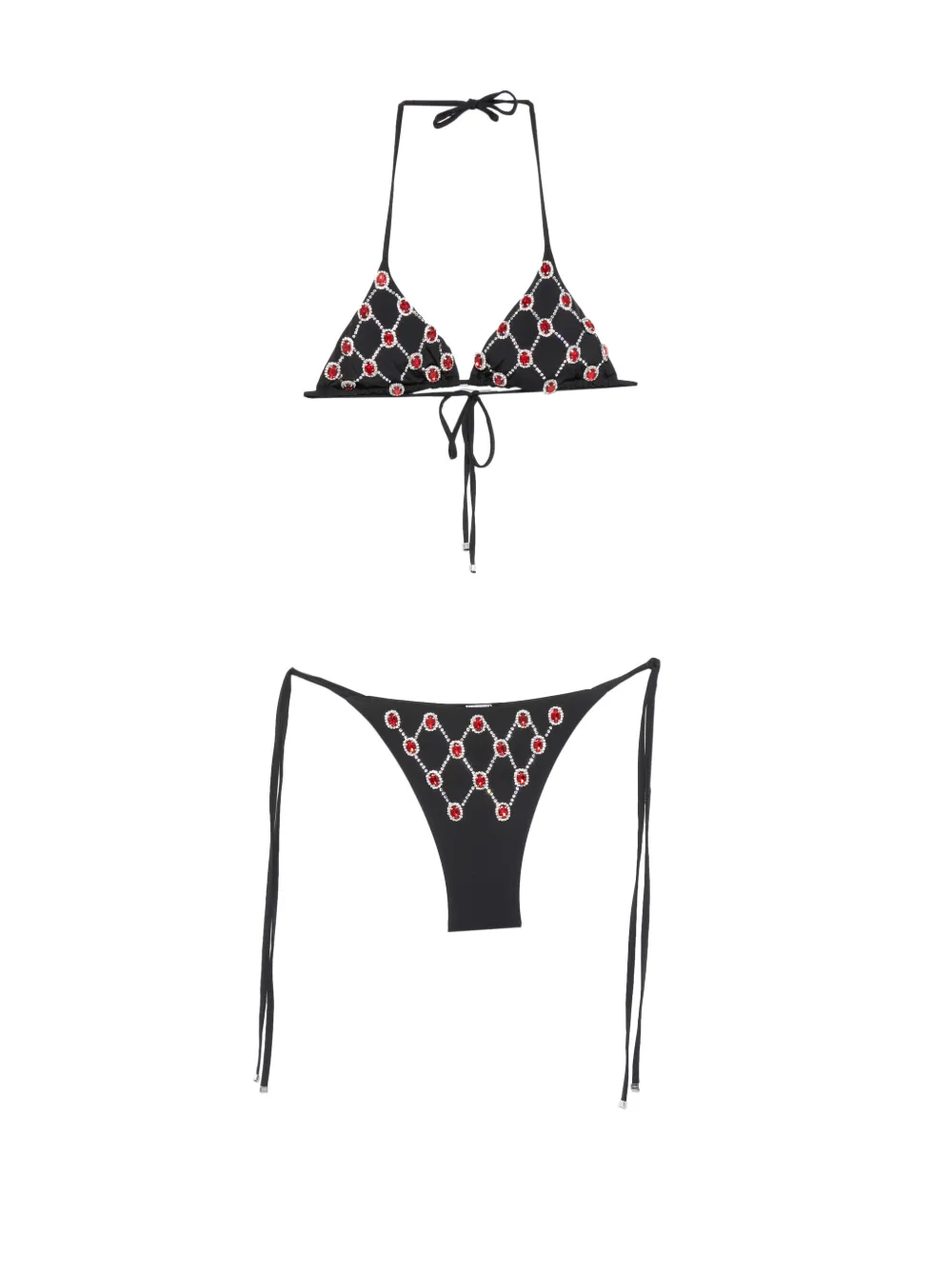 VENUJA crystal-embellished lattice bikini - Schwarz