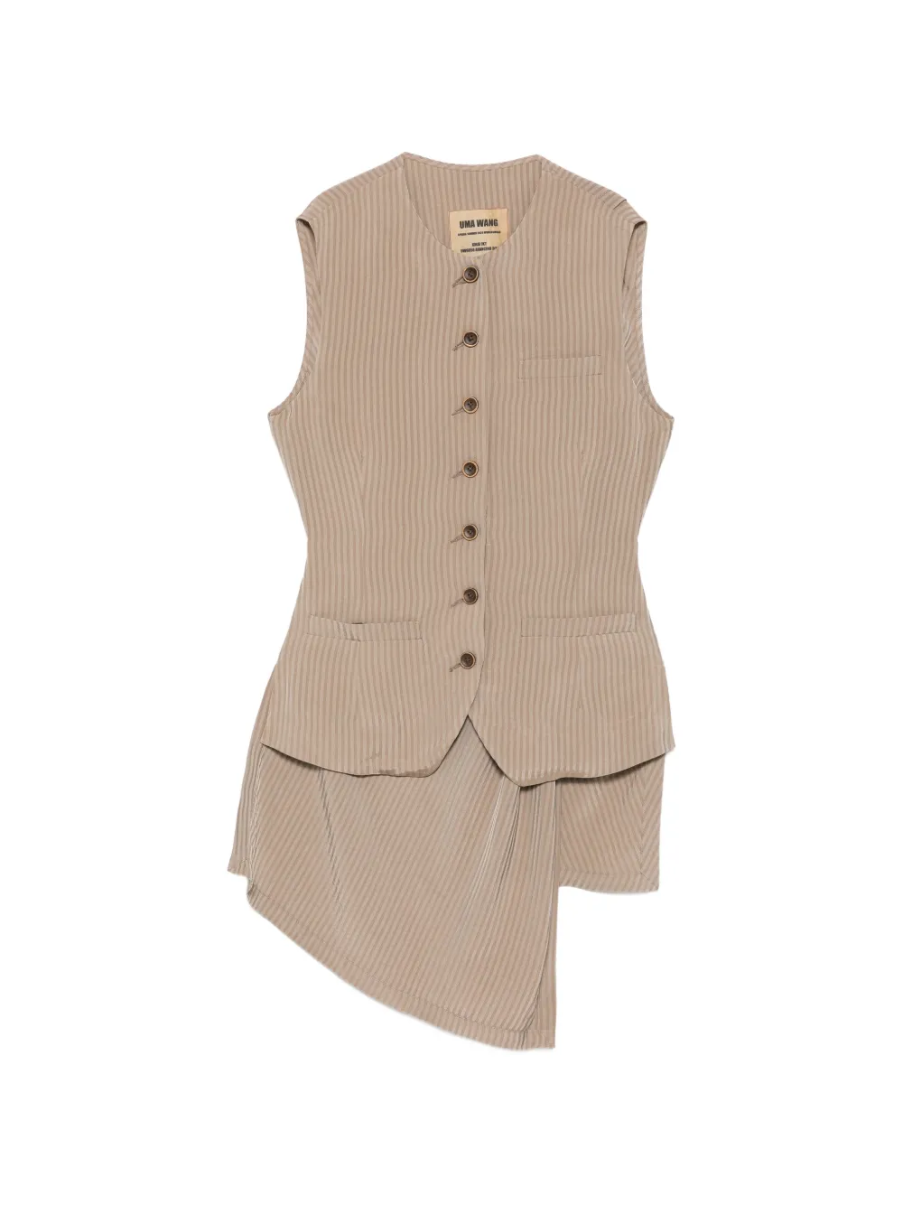 Uma Wang stripe-pattern asymmetric waistcoat - Nude