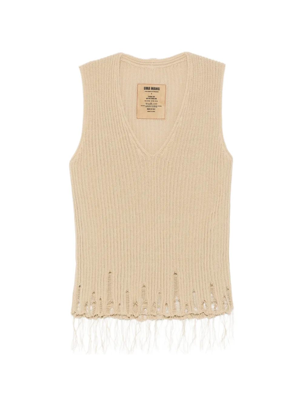 Uma Wang Loose Rib distressed fringed vest - Toni neutri