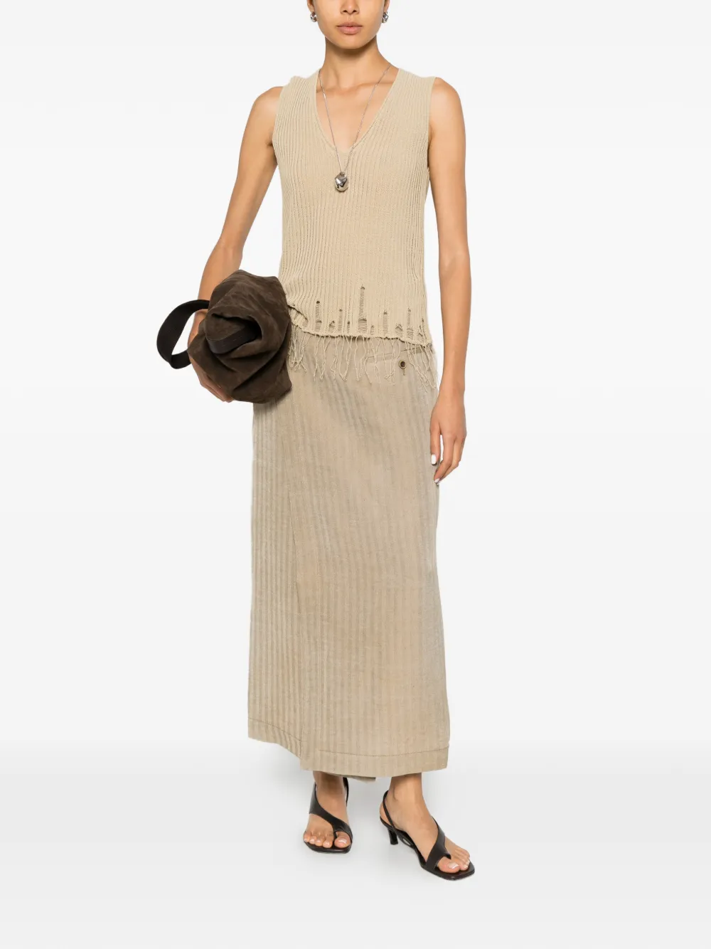 Uma Wang Grace asymmetrische maxi-rok Beige