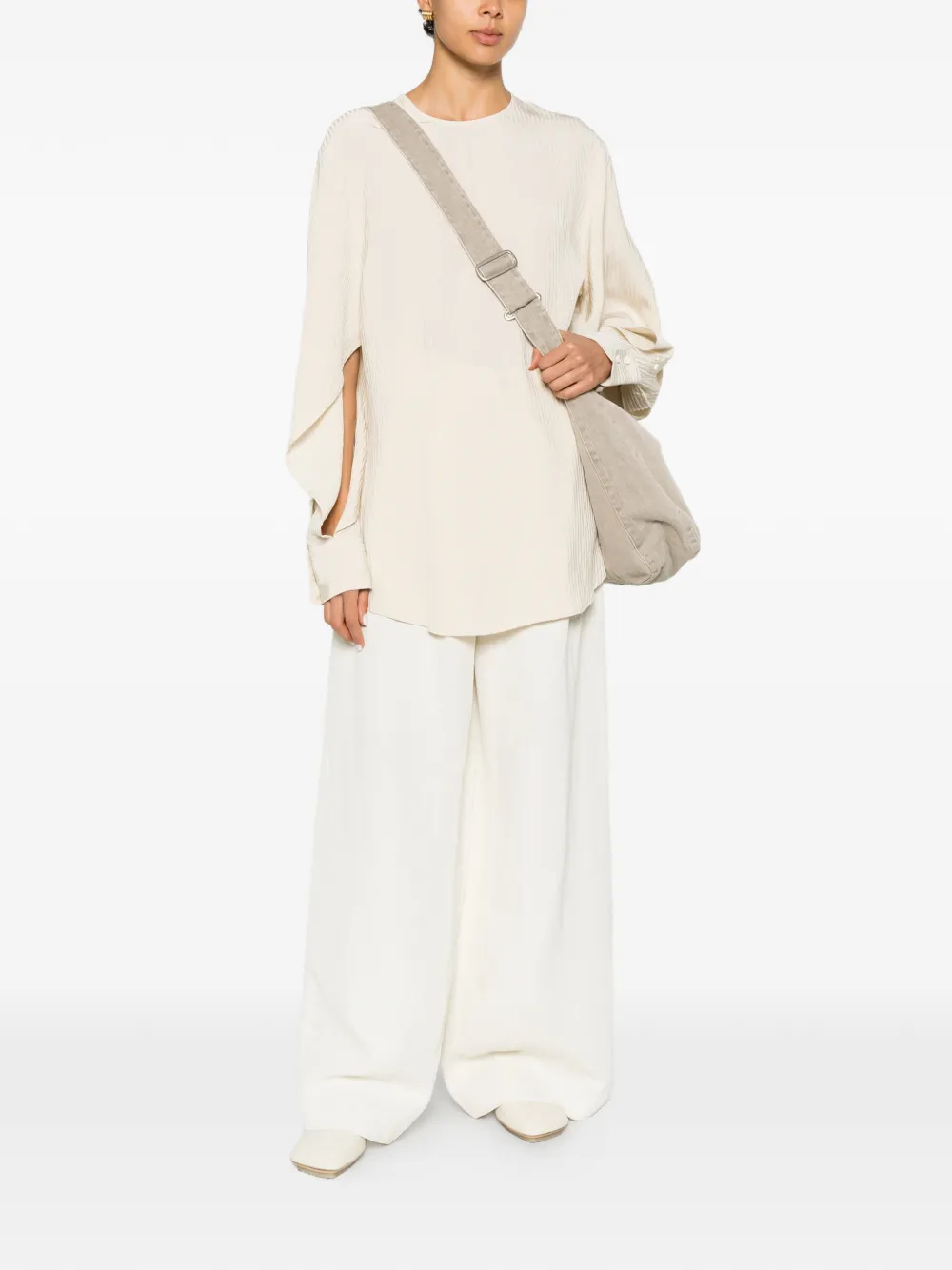 Uma Wang Paella broek met geplooid detail Beige