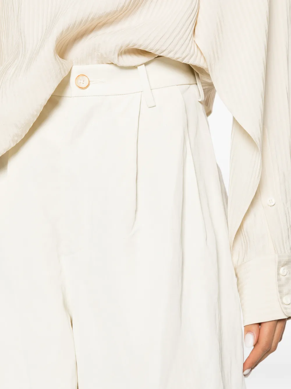 Uma Wang Paella broek met geplooid detail Beige