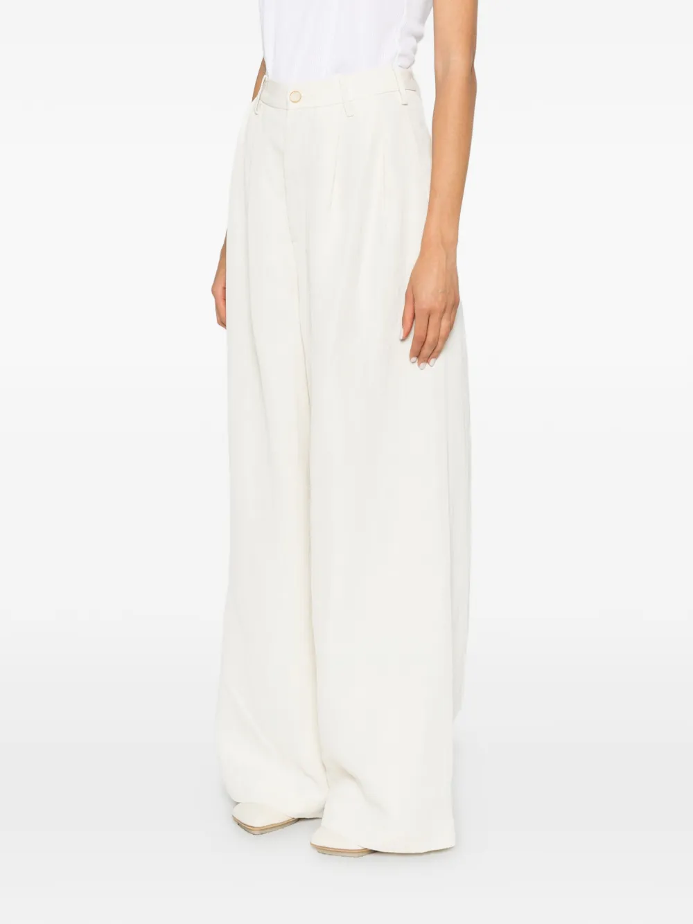 Uma Wang Paella broek met geplooid detail Beige