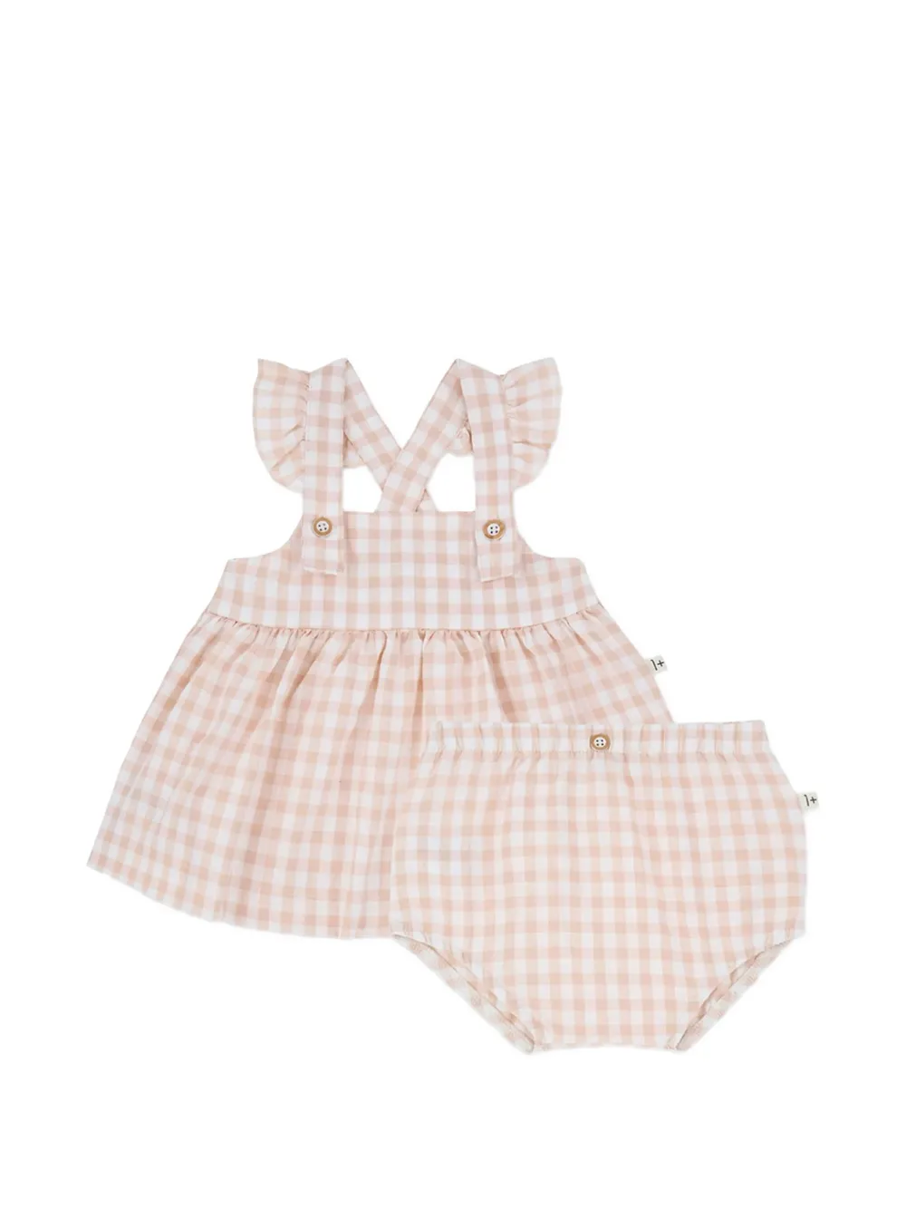 1+ In The Family checked dress set - Rosa