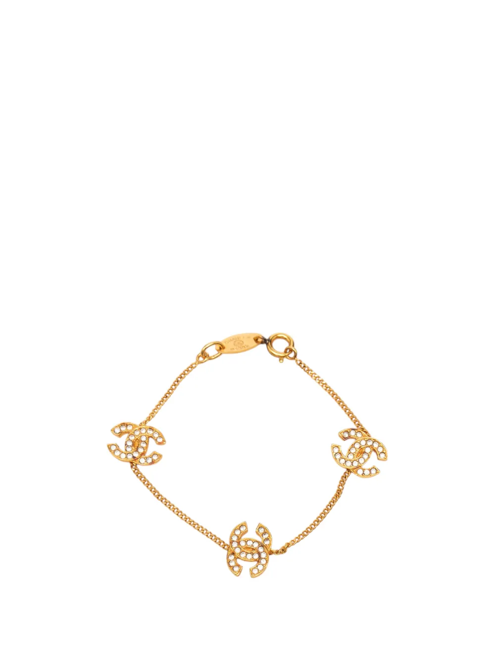 CHANEL Pre-Owned 1982 CC Gold Plated Rhinestone Bracelet costume bracelet - Oro