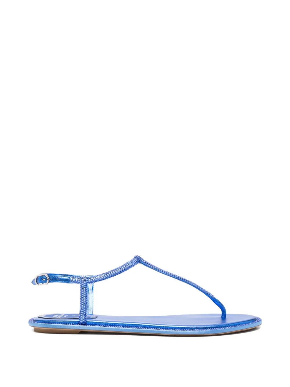 René Caovilla Diana crystal-embellished metallic-finish sandals - Blu
