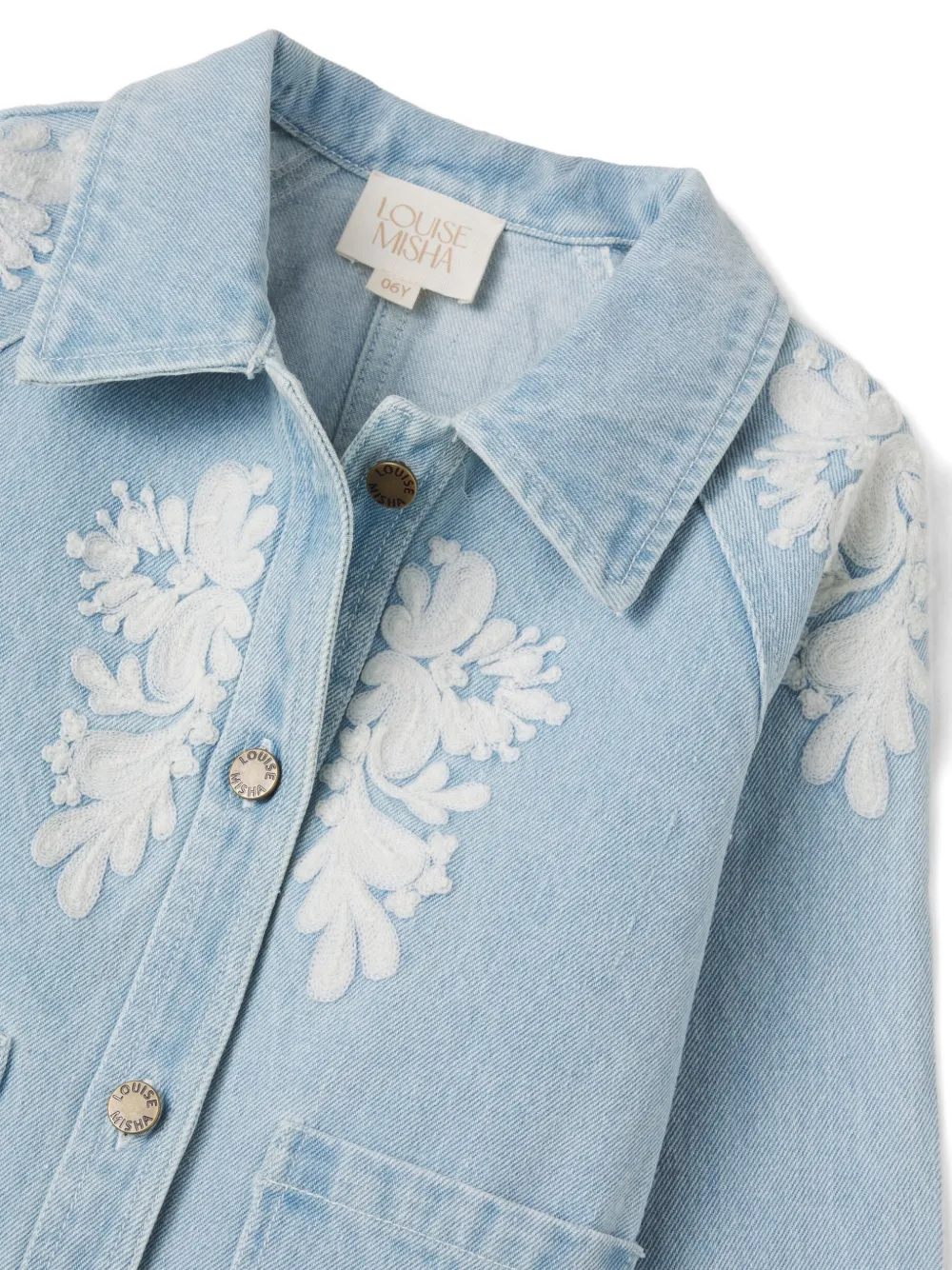 LOUISE MISHA KIDS Rafaela denim jack met geborduurde bloemen Blauw