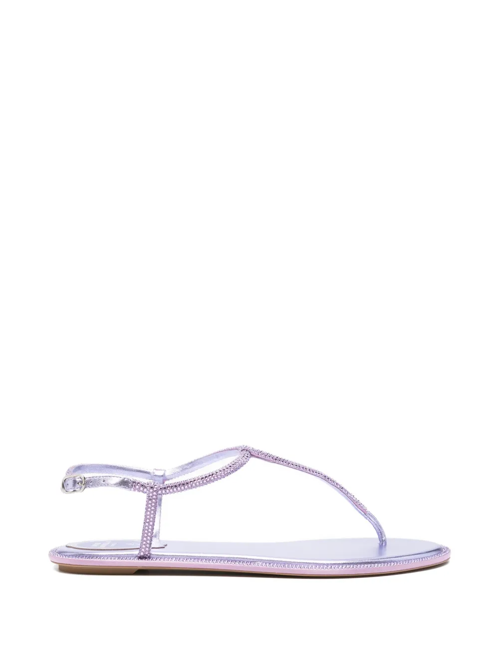 René Caovilla Diana crystal-embellished metallic-finish sandals - Viola