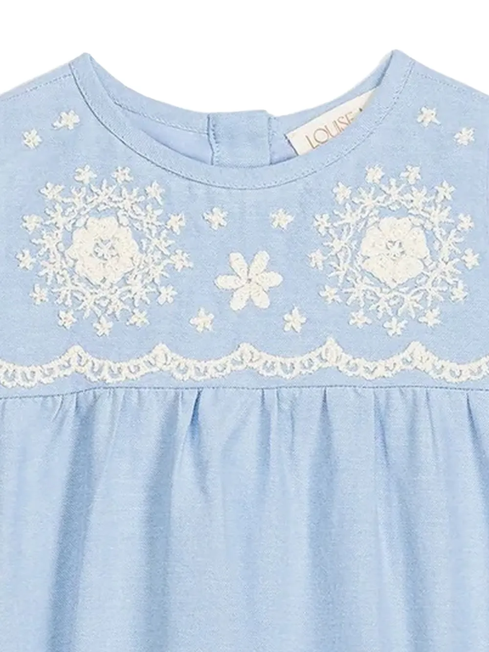 LOUISE MISHA KIDS Nushan romper met geborduurd kant Blauw