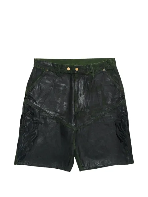 Warren Lotas Embroidered Reaper Moto Waxed denim shorts