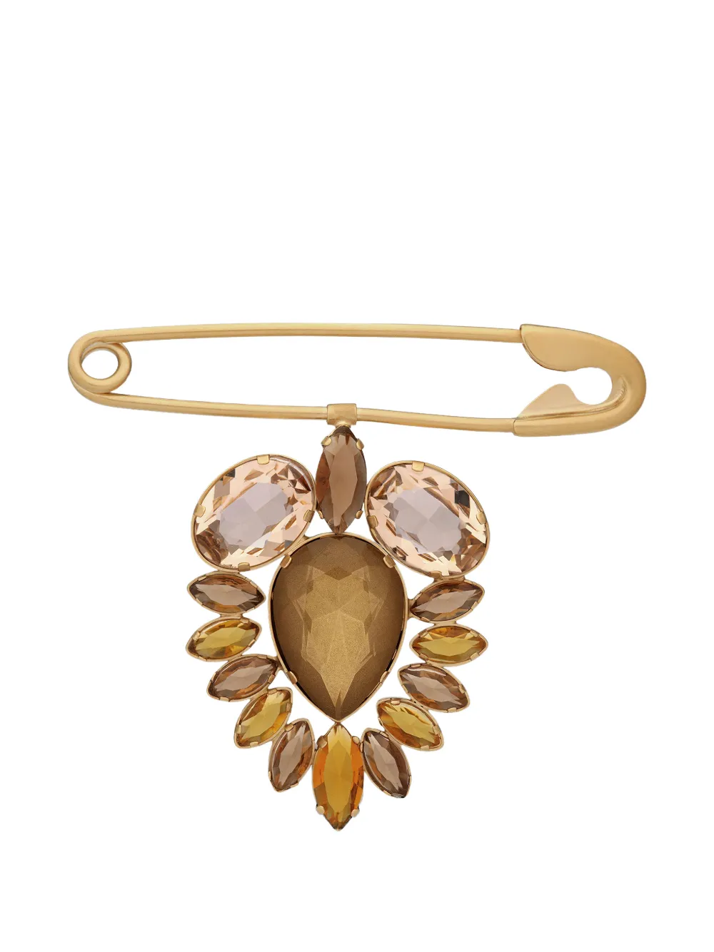 Maison Margiela gemstone-embellished safety-pin brooch - Oro