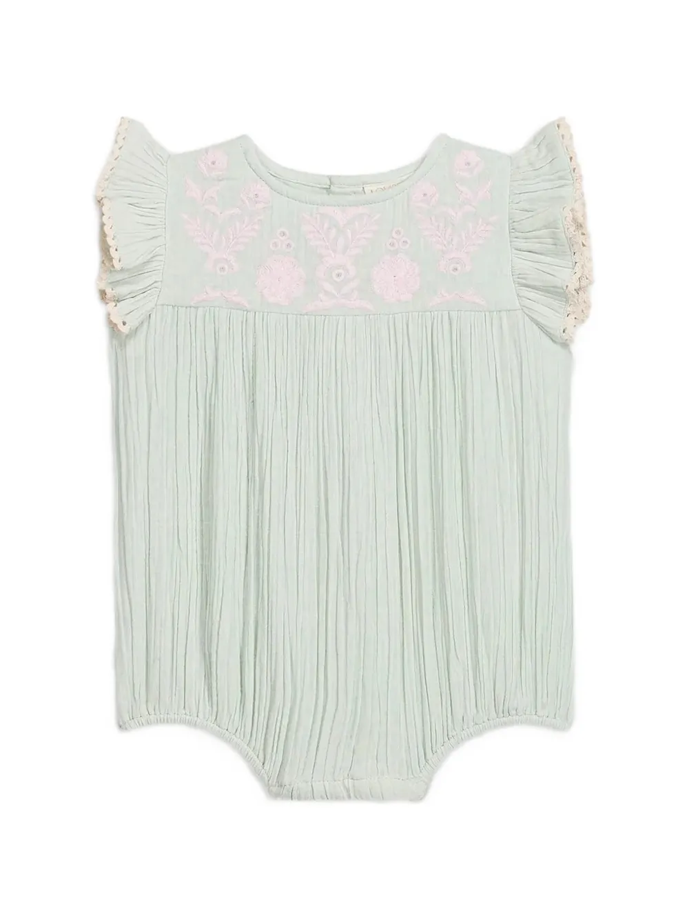 LOUISE MISHA KIDS Nusha embroidered ruffled romper - Verde