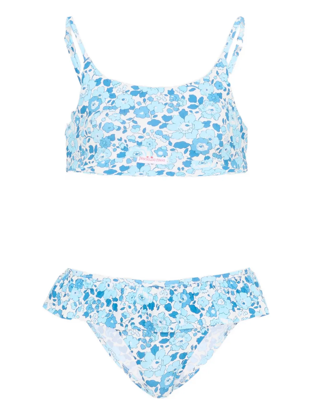 Pesciolino Rosso Kids' Floral-print Bikini In Blue
