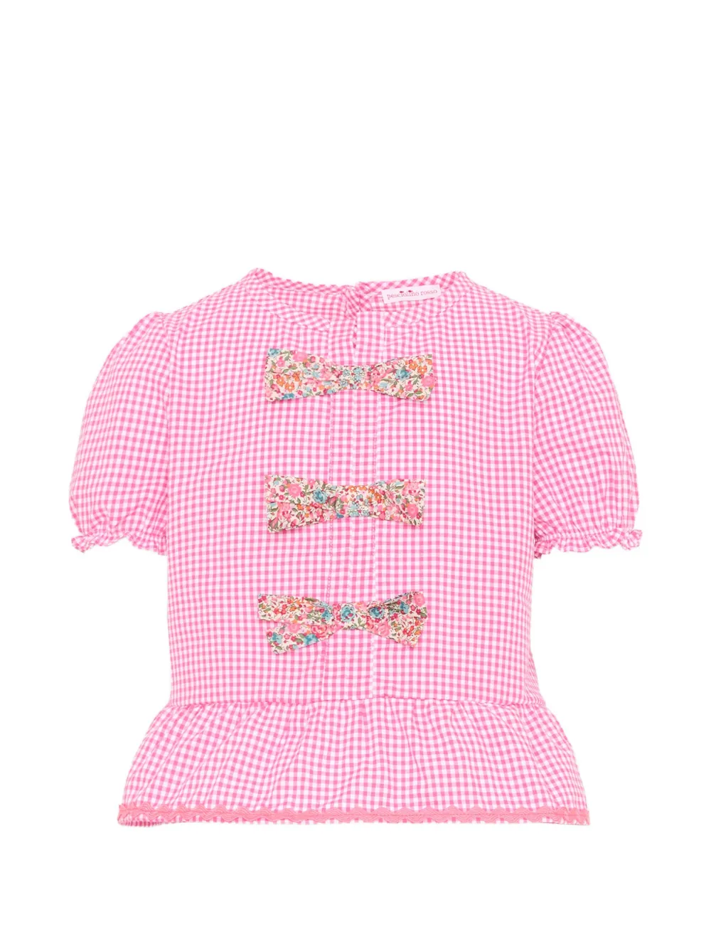 Pesciolino Rosso Kids bow-detail gingham-pattern blouse - Rosa