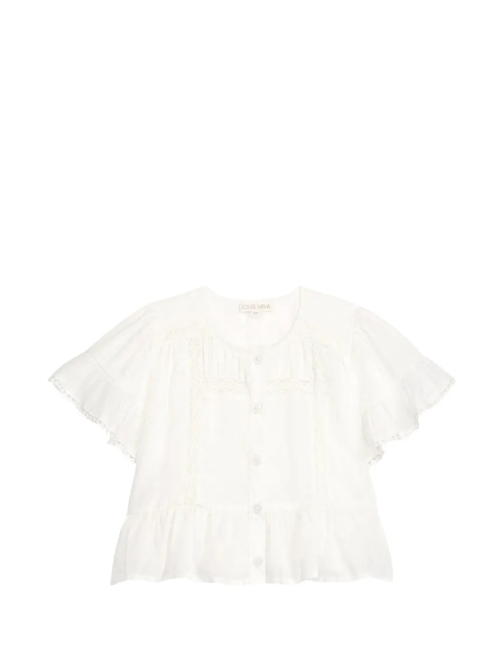 LOUISE MISHA KIDS Amalia lace-trim ruffled blouse - Bianco